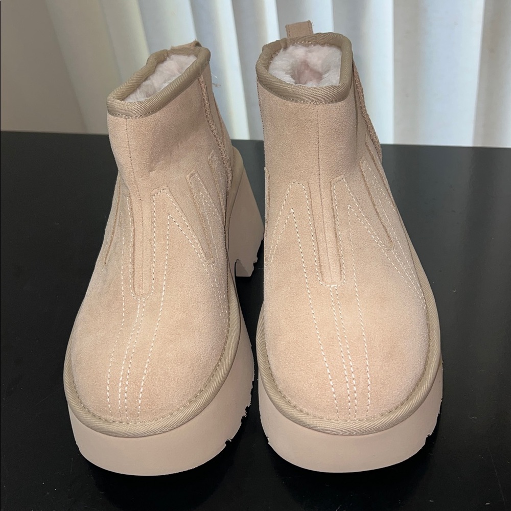 UGG Beige Platform Ankle Boots - Picture 4 of 6